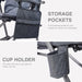 Oversized Folding Rocking Camping Chair, Padded Portable Rocker Chair for Patio, Lawn and Outdoors, Heavy Duty Hard Armchair for Adults Supports 400Lbs, Grey