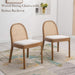 Rattan Dining Chairs Set of 4, Upholstered Linen Dining Room Chairs with Backrests, Modern Kitchen Chairs with Wood Legs for Dining Room, Beige