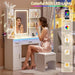 Vanity Desk with Mirror & Lights, 42" Large Farmhouse Vanity with RGB Lights & 3 Drawers, Makeup Dressing Table with Charging Station, 3 Lighting Modes for Women Girls Bedroom
