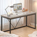 Modern Home Office Desk, Industrial Vintage Computer Desk, Rustic Wood and Metal Study Writing Table, Simple Work Gaming PC Desks for Bedroom Living Room, Light Grey 53 Inch