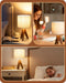 Tripod Table Lamp, Small Cute Bedside Lamp with Linen Beige Lampshade, Nightstand Lamp for Nursery, Bedroom, Kid Room, Living Room, Light Brown Wooden Base, E26 Socket, 14.2 Inch