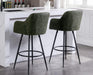 Modern Bar Stools Set of 2 Bar Height Barstools with Back and Arms High Bar Chairs with Metal Footrest Leather Upholstered Island Chairs for Kitchen Counter/Home Bar/Dining Room, Green