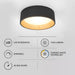 Alton 13 In. 1-Light Modern Black and Wood Integrated LED 3 CCT Flush Mount Ceiling Light Fixture for Kitchen or Bedroom