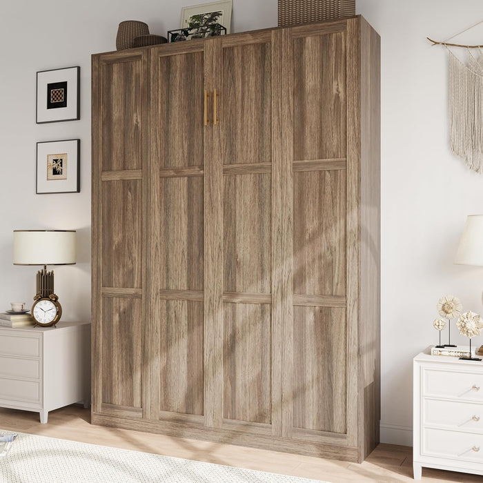 Modern Queen Size Murphy Bed, Hidden Foldable Wall Cabinet Bed Frame with Wood Slat, Space-Saving, No Spring Box Required, Brown