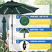 9FT Outdoor Solar LED Lighted Patio Umbrella with 8 LED Strip Lights & 8 Ribs, Convenient Crank Lift System