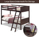 Wood Twin over Twin Bunk Beds Convertible 2 Individual Twin Beds for Kids Children, Solid Rubberwood Bunk Bed with Ladder and Safety Rail (Espresso)