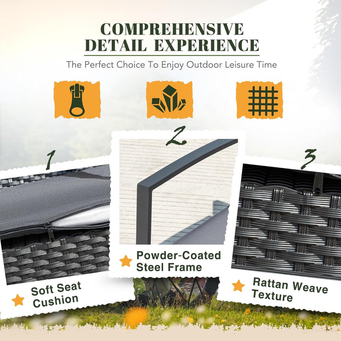 PP Patio Furniture Set 3 Piece All Weather Outdoor Rocking Chairs with Cushions and Coffee Table for Bistro Balcony Porch (Gray)