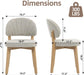 Modern Fabric Upholstered Dining Chairs Set of 4, Farmhouse Curved Back Armless Accent Chairs with Solid Oak Wood Legs, Walnut Kitchen Side Chairs for Dining Room, Bedroom/Restaurant, Oatmeal