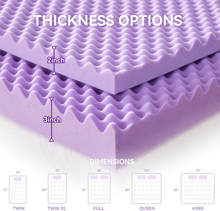 2 Inch Egg Crate Memory Foam Mattress Topper, Twin Size