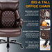 Big and Tall Office Chair for Heavy People, 500LBS High Back Extra Wide Heavy Duty Executive Office Chair Comfortable for Home Office, Large Computer Desk Chair with Adjustable Lumbar Support Brown