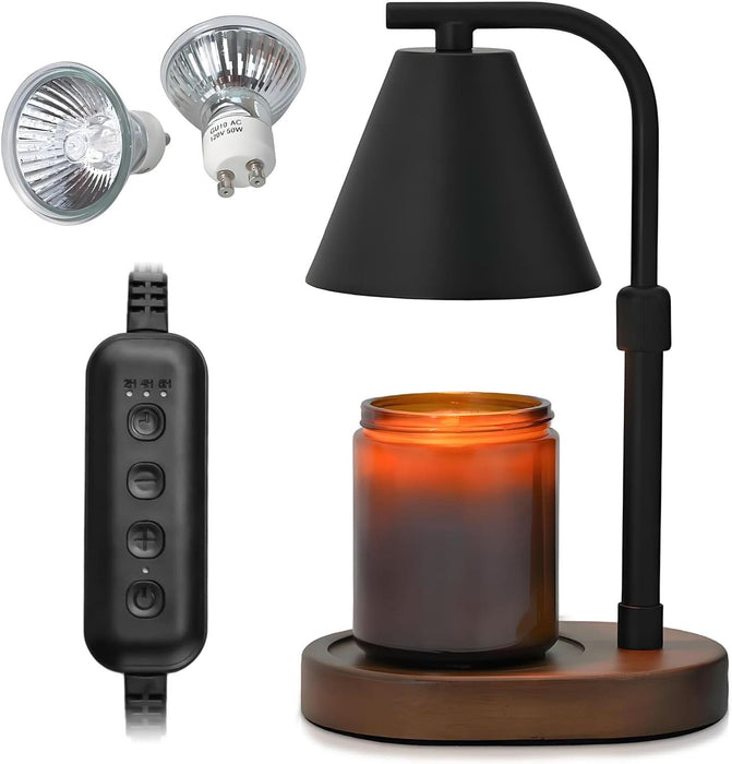 Candle Warmer Lamp Timer Height Adjustable, Birthday Gifts for Women Mom Gifts, House Warming Gifts New Home Decor, Wax Melt with 2 Bulbs Blacks