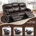 Reclining Sofa - 3 Seater Manual Recliner with Massage and Heat, Cup Holders, Loveseat Recliner Couch for Living Room(Brown)
