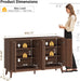 Walnut Fluted Sideboard Buffet Cabinet with Storage , 55In Large Wood Credenza Accent Cabinet for Living Room Entryway Dining Room, Media Console Table with Adjustable Shelves & Solid Wood Legs