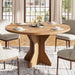 round Dining Table for 4-6 People - 47" Circle Kitchen Dinner Table with Sturdy Pedestal Base, Small Spaces Dinning Room Furniture for Living Room, Kitchen, Apartment, Brown