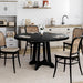 round Dining Table for 4, 47 Inches Dining Room Table with Wooden Base, Kitchen Table with Circle Tabletop, Dinner Table for Dining Room, Kitchen, Living Room, Black