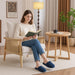 Beige Chenille Modern Armchair Featuring Lumbar Pillow