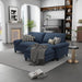 Chenille 2 Seater Modular Sofa with Ottoman, Blue