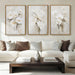 Extra Large Beige Floral Framed Wall Art 24X36 Inch Neutral White Flower Canvas Wall Art Farmhouse Wildflower Botanical Artwork for Living Room Bedroom Dining Room Set of 3