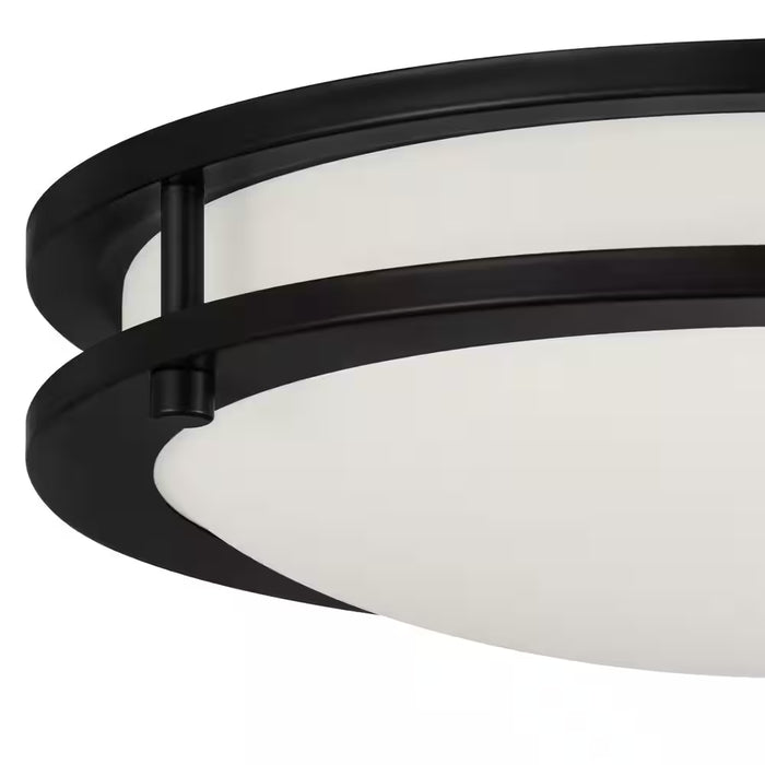 Flaxmere 12 In. Bronze Dimmable Integrated LED Flush Mount Ceiling Light with Frosted White Glass Shade