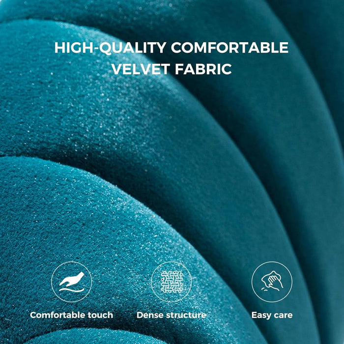 Dining Chairs Set of 2 Velvet Upholstered Kitchen & Dining Room Chairs with Metal Legs Vanity Chair Armless Side Chairs for Living Room Bedroom Restaurant, Channel Curved Backrest, Teal
