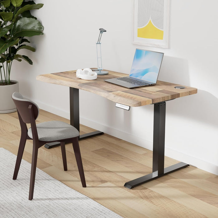 Electric Height Adjustable Standing Desk 54By26Inches ReclaimedWood