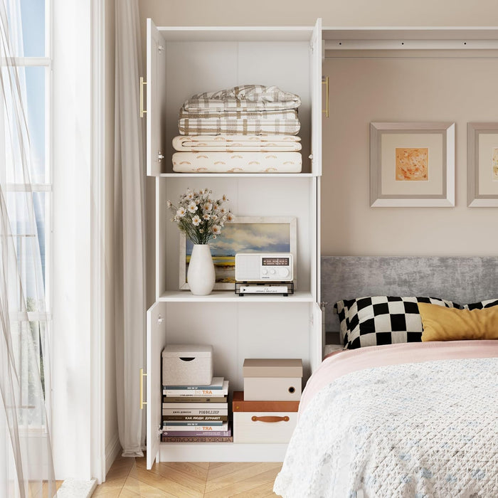 Modern Queen Size Murphy Bed, Hidden Foldable Wall Cabinet Bed Frame with Wood Slat, Space-Saving, No Spring Box Required, 95.85W'', White