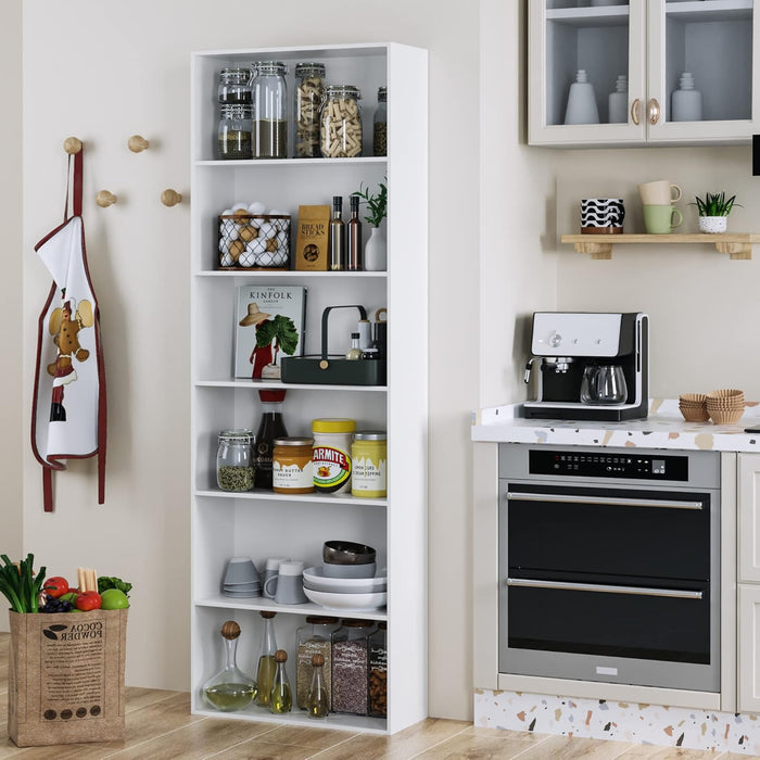 6-Tier Open Bookcase and Bookshelf, Freestanding Display Storage Shelves Tall Bookcase for Bedroom, Living Room and Office, White