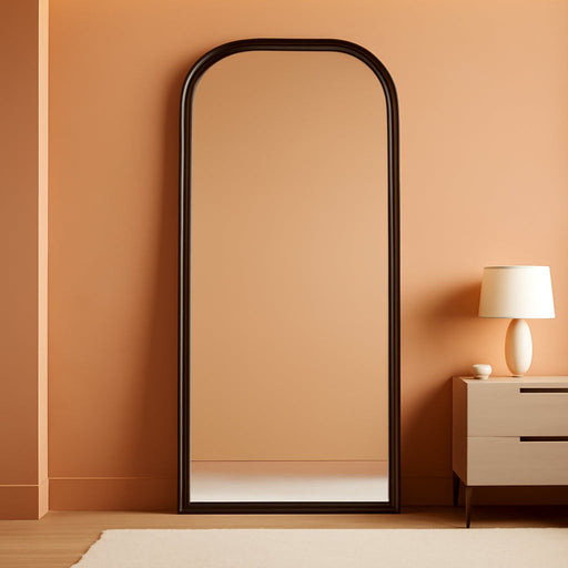 Full Length Mirror with Stand, 71"X32" Full Body Mirror, Floor Length Mirrors Wall Mounted with Rounded Top, Large Standing Mirrors, PU Frame, for Bedroom Living Room Cloakroom, Antique Bronze