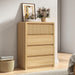 Fluted 4 Drawer Dresser for Bedroom, 40” Tall Modern Dresser & Chest of Drawers with Curved Profile Design, Wood Mid Century Dressers for Bedroom, Living Room, Oak