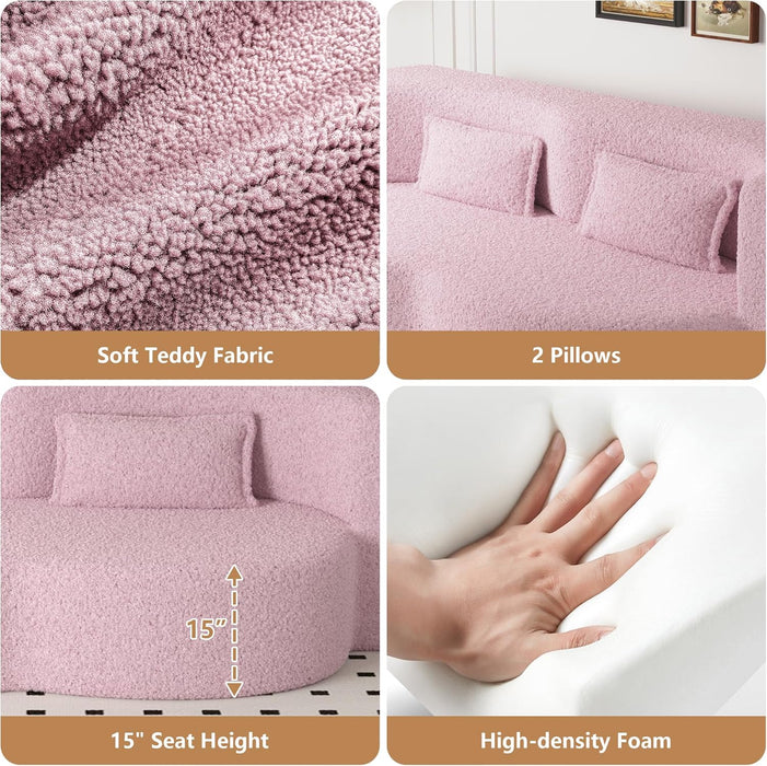 Powder Pink UltraComfort Contemporary Foldable Sleeper Sofa