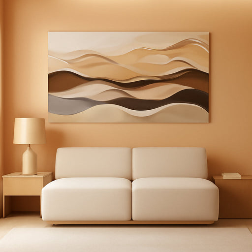 Abstract Wall Art 29x58 Inches BrownAndWhite Canvas