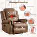 3-Piece Power Reclining Sofa Set with Rivets, Included Electric Massage Recliners, Loveseat Couch with Console and 3-Seater Recliner Sofa, Faux Leather Living Room Furniture Set, Brown