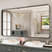 Black Metal Framed Bathroom Mirror for Wall, Large 55X30 Inch Rounded Rectangle Mirror, Matte Black Bathroom Vanity Mirror Farmhouse, Anti-Rust, Tempered Glass, Hangs Horizontally or Vertically