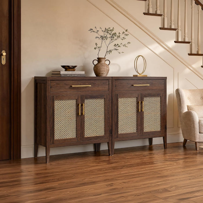 60" Walnut Sideboard Buffet Cabinet with Adjustable Shelves
