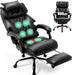 Massage Office Chair with Foot Rest,6 Points Vibration & Heat Executive Office Chairs,500Lbs Big and Tall Office Chair for Heavy People,Ergonomic Reclining Desk Chair,Dual-Use Pillow,Home Office,Black