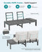 HDPE Outdoor Furniture Set, 4 Seats Outdoor Sectional with Coffee Table, All-Weather Patio Sofa Set, Patio Conversation Sets with Adjustable Backrest Sofa for Garden, Backyard, Grey with Beige