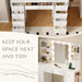 Vanity Desk with Mirror and Lights, Makeup Vanity Vanity Desk with 9 Drawers and 6 Storage Shelves Dressing Table, Vanity Desks with Power Outlet and 3 Color Modes 10 LED Bulb for Girls White