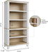 71" Farmhouse Bookcase W/Adjustable Shelves & 31.5" Width, 5 Tier Tall Bookshelf with Wooden Legs, Rustic Vintage Book Shelf for Living Room Office Library (White+Wood)