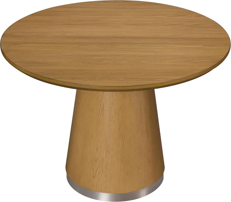 43-Inch Pedestal round Dining Table for 2-4, Oak Brown Wood Grain