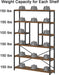 Rustic Bookcases and Book Shelves, Metal Wood 6 Tier Bookshelf and Book Rack Storage, Industrial Vertical Display Etagere Book Case 6 Shelf, Vintage Large Book Shelf for Bedroom Living Room, Brown
