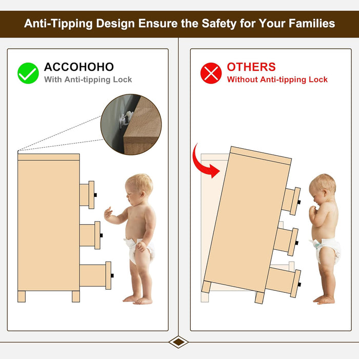 Modern 6 Drawer Dresser for Bedroom, 52" Wide Wooden Dressers with Large Storage,Handleless Chest of Drawers TV Stand for Living Room & Hallway, Curved Profile Design,Natural Oak