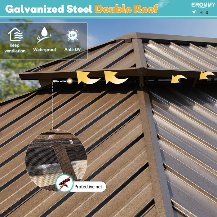 12x18 HeavyDuty Hardtop Gazebo With Galvanized Roof
