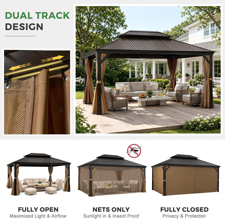 12x16 Hardtop Gazebo With Drainage System Weatherproof