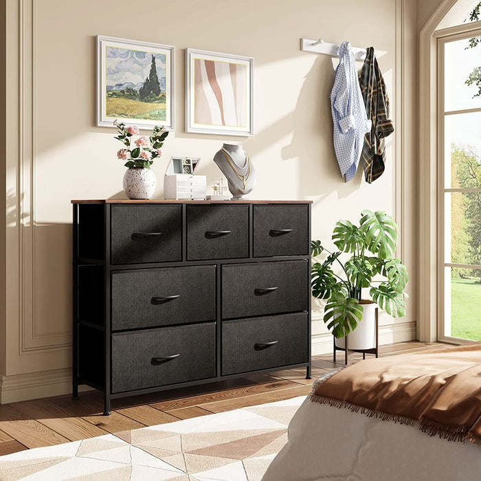 black dresser tv stand DrawXynth with Mount, Fabric with 6 Drawers for 32/45/55/60/65/75 inch TVs, Dresser Entertainment Center, Modern Media TV Console Table : Home & Kitchen TV Stand Dresser with LED Lights The bulit 7 Drawer Dresser With Deep