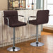 Tall Bar Stools Set of 2 Modern Square PU Leather Adjustable Barstools Counter Height Stools with Arms and Back Bar Chairs 360° Swivel Stool, Brown