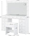 Vanity Desk & Power Outl, Makeup Vanity with Mirror and 12 LED Lights, Makeup Table with 11 Drawers, Vanity Table with Chair,Set 3 Lighting Modes Brightness Adjustable-(White)