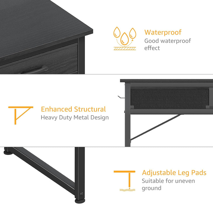 32 Inch Small Desk with Drawers, Black