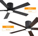 48" DC Flush Mount Ceiling Fan with Lights, 6-Speed Reversible DC Motor, 3CCT, Low Profile Hugger Ceiling Fan for Living Room Bedroom Kitchen, Black Finish and Black/Walnut Blades
