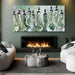Black Women Canvas Wall Art, Large Wall Decor for Living Room, Green White Women Wall Art Print for Bedroom Office, Modern Canvas Art, 29X58 Inch