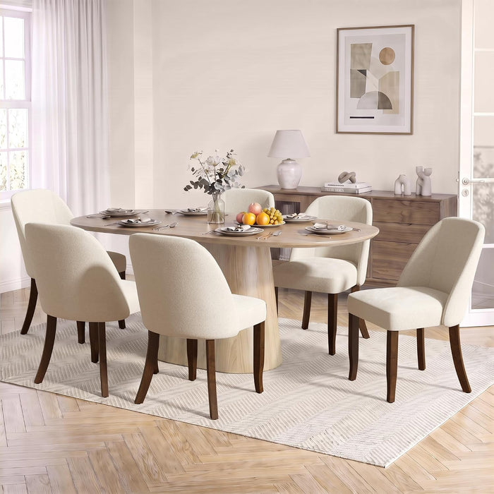 Dining Chairs Set of 4, Upholstered Wooden Kitchen Chairs, Beige